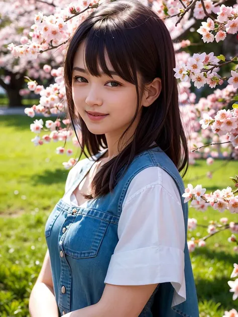 (best quality, masterpiece:1.2),ultra detailed,(photo realistic:1.4),1girl,upper body,lite smile,CherryBlossom_background, <lora:CherryBlossom_v1:0.4>,