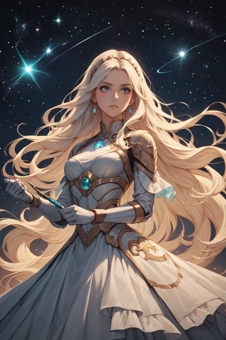 score_9, score_8_up, score_7_up, score_6_up, score_5_up, a girl with long hair floating in zero gravity against the backdrop of outer space. Her body is shrouded in a luminous mist, which creates a feeling of weightlessness and lightness. The girl looks into the distance, at distant stars and galaxies, and on her face you can see admiration and surprise at the beauty and grandeur of space. The background of the picture is made in dark colors, which emphasizes the depth and infinity of outer space. Stars and planets twinkle against the black sky, creating a sense of movement and life. The painting is made using the airbrush technique, which allows you to convey the depth and volume of space, and also creates the effect of twinkling stars and nebulae. This painting is a symbol that a person can overcome boundaries and discover new horizons if only he is willing to take the journey and overcome his fears