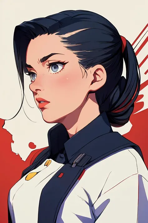 (masterpiece, best quality), 1girl, Navy Slicked Back Hair, Size G breasts,  <lora:RabbishKingdom_Uousa-ou_style_v02:1>