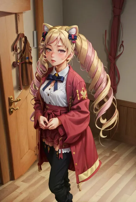 <lora:СÑÐ¸Ð»Ñ Uousa-ou:1>, <lora:ÐоÑка-девоÑка из Ñок ÑоÑ(Himeko, very long hair, red eyes, hair bow, twin_drills, twintails, long hair,cat ears, yellow cat ears,):0.8>,Himeko, very long hair, red eyes, hair bow, twin_drills, twintails, long hair,cat ears, yellow cat ears, (((masterpiece))), (((best quality))), (((illustration))), (((finely detail))), ((extremely detailed cg unity 8k wallpaper, highres)), (beautiful detailed face and eyes and hair:1.1), (an extremely delicate and beautiful girl:1.2), ultra-detailed, ultra high res, high quality, 4K, extreamly delicate and beautiful, full_body, standing, in full growth, hourglass waist