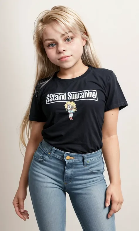skylarValentineTi standing solo wearing little high heels and wearing jeans and tshirt