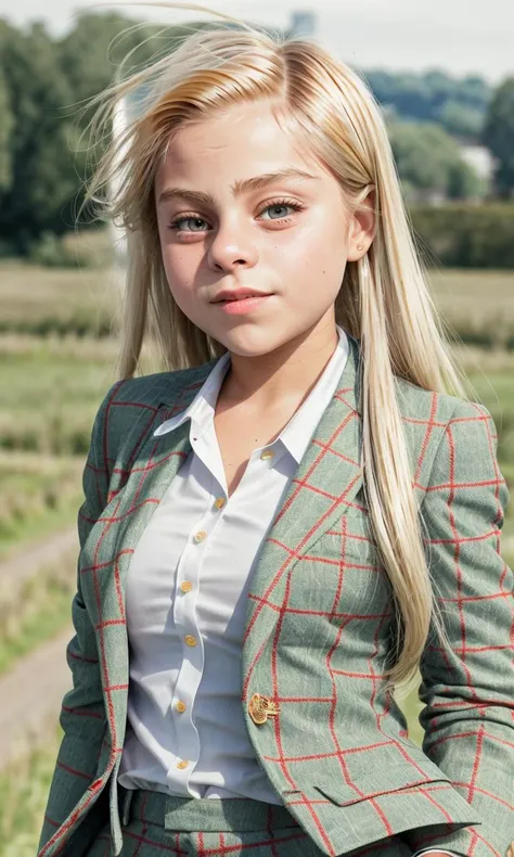 skylarValentineTi standing solo wearing a tweed suit walking in the english countryside carrying a musket