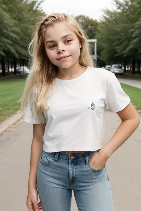 embedding:skylarValentineTi, walking in a park, BREAK wearing tshirt, jeans