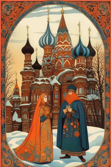 <lora:Ivan Bilibin Style:1>Ivan Bilibin Style - Russian folklore illustration in the style of ivan bilibin