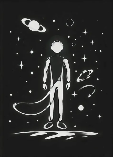 DonM0n3L1n3XL one line drawing, space debris, extraterrestrial, astronomer, nebula <lora:DonM0n3L1n3XL:1>