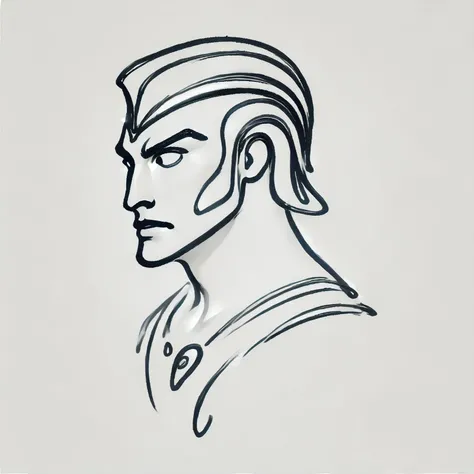 DonM0n3L1n3XL one line drawing, score_9, score_8_up, score_7_up, score_6_up, male lynians, paladin,musketeer, chest armor , rating_safe <lora:DonM0n3L1n3XL-pony:1>