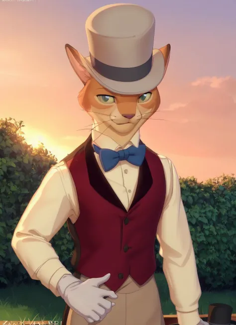 <lora:baron-08:1>, baron, solo, (soft shading), 4k, hi res, detailed face, detailed eyes, detailed, (full body),by zackarry911, by zaush, (by personalami:0.5), zootopia style, gloves, hat, bow, bowtie, vest, formal, suit, top hat, traditional bowtie,