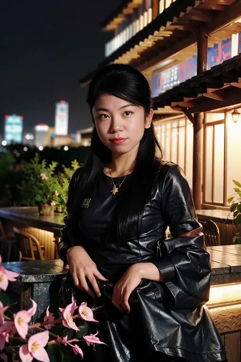 good hand,4k, high-res, hdr render, summertime render,  masterpiece, best quality, head:1.3,((Hasselblad photography)), finely detailed skin, sharp focus, (cinematic lighting), night, soft lighting, dynamic angle, [:(detailed face:1.2):0.2],(((5 stars hotel))),a woman in a leather dress posing for a picture with a drink in her hand and a city in the background, Fei Danxu, sakimi chan, a character portrait, private press,<lora:girl_20230622220631-000007:0.95>