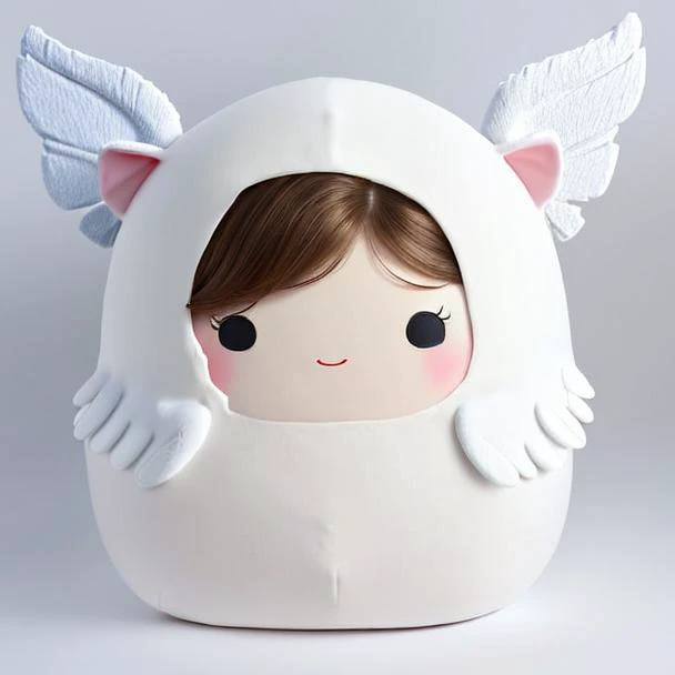 <lora:Squishymallows:0.87>, squishymallows, (angel face), (white background)