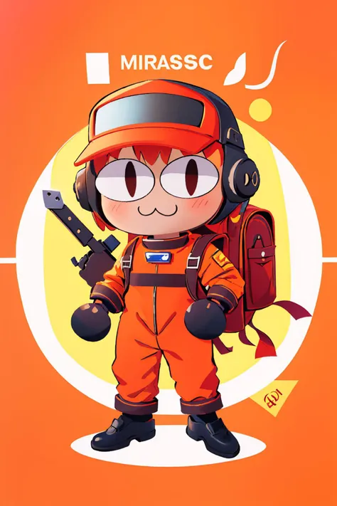 (masterpiece, best quality:1.2), chibi, solo, 1girl, necoarc, lethal, spacesuit, orange jacket, jumpsuit, black gloves, backpack <lora:necoarc:1> <lora:lethal:0.8>