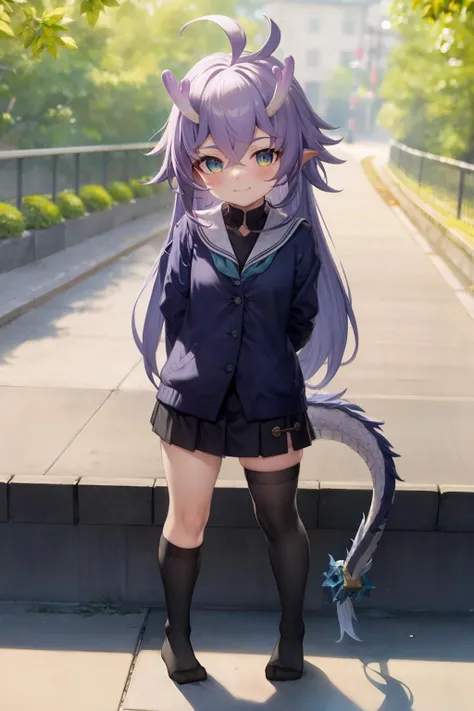 a beautiful girl with purple hair wearing ninja clothes in a forest, medium breasts, cerulean blue eyes, dark purple clothes, full body, highly detailed fingers, sfw, solo