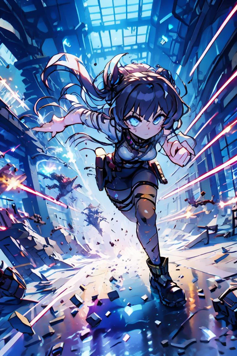 (masterpiece, best quality), 1girl, <lora:avoidBeam:1> firing, laser, debris