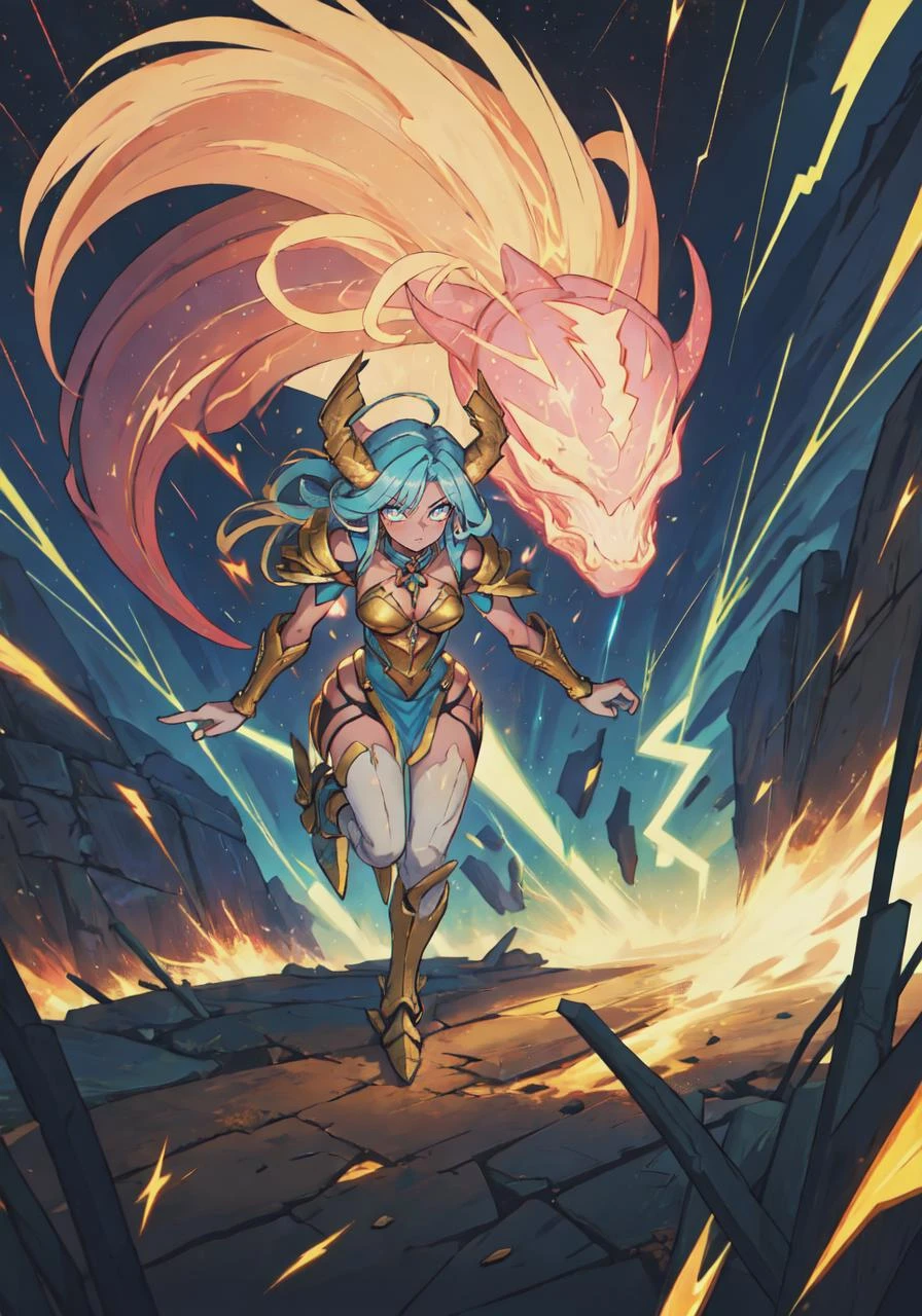 female, dragoon, colorful, storm, swirling lightning, blue galaxy
(absurdres), (highly detailed), (best quality), masterpiece, (beautiful lighting), (volumetric lighting) <lora:kleggs:1.0>