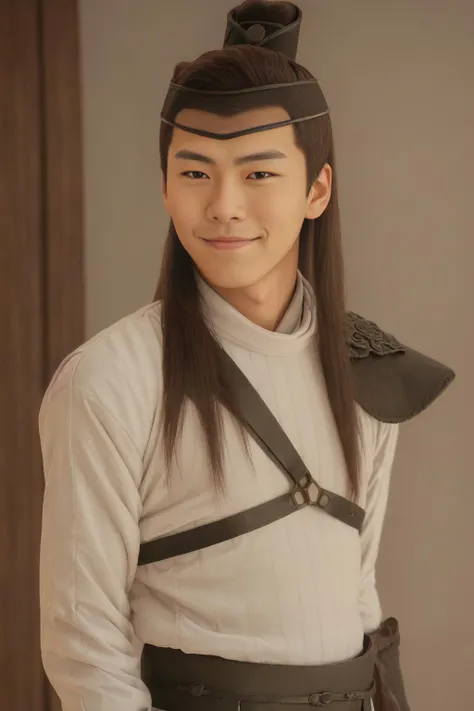 medium shot, ylx yulexuanblk, gentle smile, muscular asian male, long hair <lora:yulexuanblkv2:0.7>