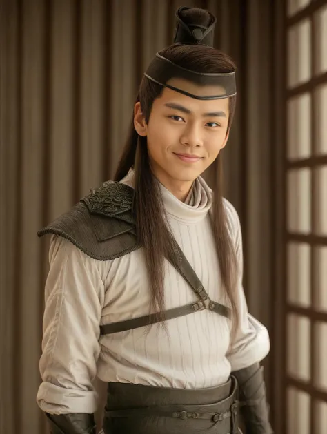medium shot, ylx yulexuanblk, half-body shot, gentle smile, muscular asian male, long hair <lora:yulexuanblkv2:0.8>