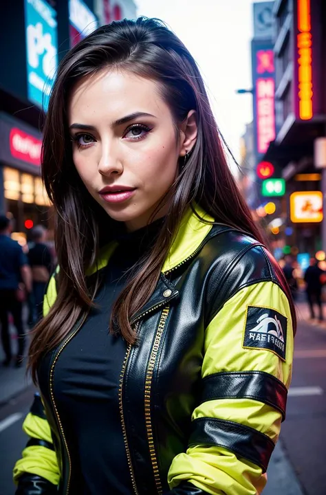 ((sfw)), photograph of csyclvrt, ((face and [bust] portrait)) of a naturally beautiful and stunning cyberpunk hacker babe, wearing a (detailed) and [colorful] jacket, (natural skin texture, highly detailed face and eyes), cyberpunk aesthetic, best quality, masterpiece, 4k, absurdres, by arny freytag,