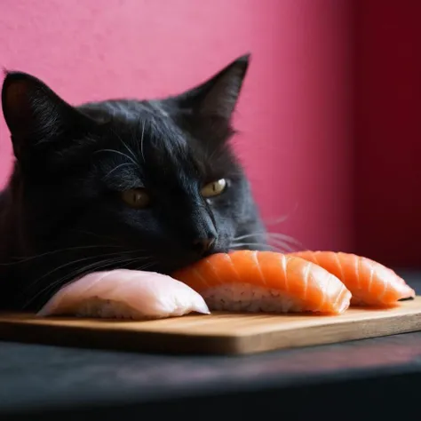 <lora:SDXL_feelings_Sa_May:0.8> Feelings ,
cinematic film still of Juxtaposition of a cat is sleeping on a sushi bed:0.8 roll,simple background,closed eyes,lying,food,no humans,animal,cat,pink background,sleeping,realistic,animal focus,food focus,sushi,makizushi Juxtaposition,artistic,photography,dramatic light,dramatic shadow light,contrast,saturated color,cinematic,filmic,photographic,realistic,realism,perfection,perfect,Juxtaposed,opposite,different things,side by side,syncretism,antithesis,Juxtaposition style,makizushi , creative, photorealism, hyperrealism, Fine art photography style, Fine art cinematic photography style, Eerie, unsettling, dark, spooky, suspenseful, grim, highly detailed, shallow depth of field, vignette, highly detailed, high budget, bokeh, cinemascope, moody, epic, gorgeous, film grain, grainy