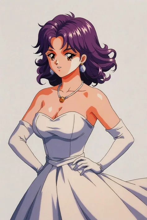 score_9,score_8_up,score_7_up,masterpiece,best quality,
Mira Kagami,1girl,solo,jewelry,gloves,necklace,purple hair,breasts,earrings,dress,cleavage,brown eyes,medium hair,curly hair,retro artstyle,elbow gloves,1990s (style),white background,bare shoulders,white gloves,hand on own hip,large breasts,simple background,
<lora:Tokimeki Memorial_XL_PONY:0.8>,