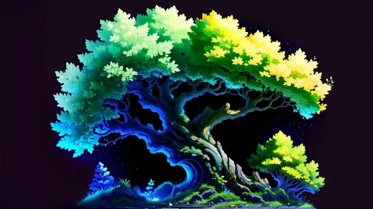 (black background:1.3) (simple background:1.3), far shot ((best quality)), tree, 8k, tree Indigo colored leaves, intricate foliage <lora:tree:0.6> (masterpiece:1.2), (concept art:1.2), high detail, sharp details (stars:1.3) (Timeless abstractions:1.1) (colorful:0.9) jadecarvingcd <lora:jadecarvingcd-000006:0.7>