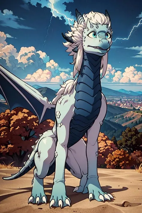 Zym, dragon, creature, wings expanded, four legs, (blue lightning), stormy sky, on the top of a mountain, (realistic:1.2), (masterpiece:1.2), (full-body-shot:1.2),(cowboy-shot:1.2), dark romantic lighting, (highly detailed:1.2), (detailed face:1.2), (gradients), colorful, detailed eyes, (natural lighting:1.2), solo, <lora:add_detail:0.3> <lora:DragonPrince_ZymS4-10:0.8> <lora:BeautifulEyes:0.3>