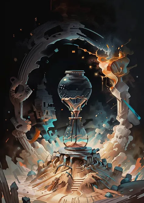 unreal style ((a world of sands inside of a hourglass)) golden, rocks, an intricate and hyper detailed digital artwork by Ismail Inceoglu, art of Wlop, Wilhelm Fick Aleksi Briclot, Colin Murray