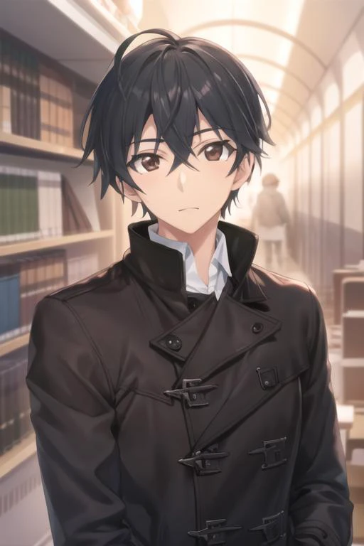 masterpiece, best quality, high quality, 1boy, solo, male focus, looking at viewer, upper body, <lora:ichika_orimura:0.66>, ichika_orimura, black hair, brown eyes, , coat