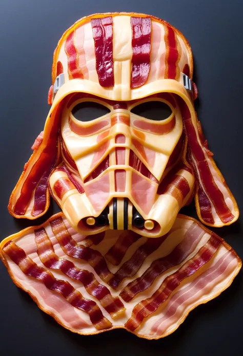 star wars made from bacon <lora:Style_hud-BaconXL:0.8>, delicious, glistening, greasy