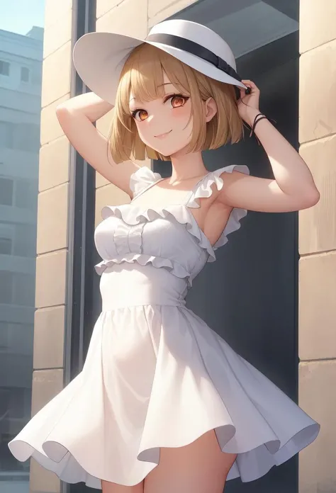 One Woman、Marilyn Monroe、Marilyn Monroe、The Seven Year Itch、Seventh year cheating、Marilyn Monroeが地下鉄の通気口に立ち、The image of a white skirt billowing in the air、Blonde Hair、Wavy Hair、White Dress、Cleavage、Cleavage、Big Breasts、Red lipstick、An American town in the 1950s、