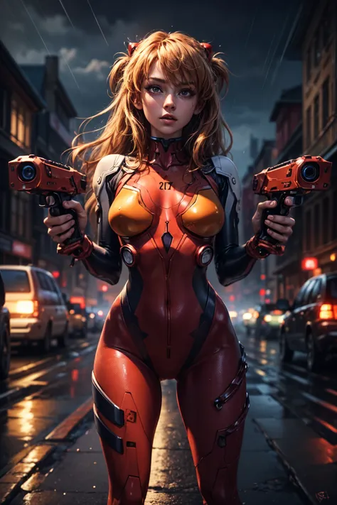 best quality, masterpiece, realistic, photorealistic,<lora:AsukaLangleySouryuuV2-000015:0.8> souryuu asuka langley, 1girl, solo, , , looking at viewer, red bodysuit,detailed background, in street, night, ht, rain
BREAK
outdoors, twilight, raytracing <lora:add_detail:1>