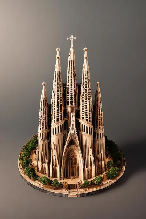DUSKAMETRIC15, microworld isometric view sagrada familia, blad runner, artstation, 8k, octane render, vibrant colors, trending on deviantart, realistic