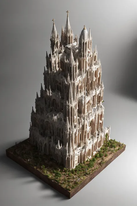 DUSKAMETRIC15,MICROWORLD, isometric Sagrada familia on ornate base, artstation, 8k, octane render, vibrant colors, trending on deviantart