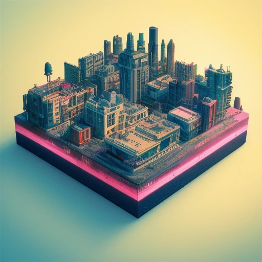 duskametric15 microworlds post apocalyptic isometric cutaway scenery landscape of a city on a venus, vaporwave elements,  postmodern concept art, artstation, 8k,  octane render, vibrant colors, trending on deviantart duskametric15 microworlds