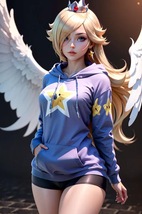 Highly detailed, High Quality, Masterpiece, beautiful, Rosalina, Rosalina_Casual, one eye covered, hair over one eye, <lora:Char_MarioSeries_Rosalina:0.8>, hoodie, wearing [walkure_armor, viking|hoodie], WINGS, viking, hoodie, [woman|walkure], <lora:Outfit_HoodiesValkyrie:0.75>