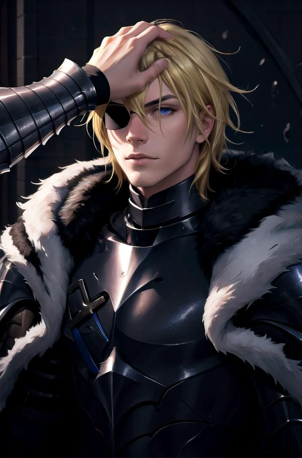 Highly detailed, High Quality, Masterpiece, ((HeadpatPOV)), <lora:HeadpatPOV:1>, 1man, DimitriAfter, blonde hair, armor, cape, solo,<lora:Dimitri:0.9> <lora:LowRA:.4>