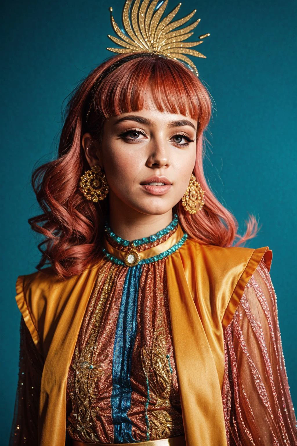RAW Photography, CS-BRYO Photograph of a maximalist tableau, boldly mix patterns, textures, and neon colors in a kitsch fashion scene, opulent accessories and flamboyant attire create a visual feast that defies convention in the world of design, Yayoi Kusama and Richard Avedon inspired fashion, (sharpness in detail:1.1), Canon EOS 5D Mark IV, masterpiece, 35mm photograph, (iconic photograph:1.4), (visual storytelling:1.2), film grain, award winning photography, vibrant use of light and shadow, vivid colors, high quality textures of materials, volumetric textures perfect composition, dynamic play of light, rich colors, epic shot, perfectly quality, natural textures, high detail, high sharpness, high clarity, detailed, photoshadow, intricate details, 8k, <lora:GoodHands-vanilla:1>, <lora:NSFWFilter:-2>,
<lora:SDXLrender_v2.0:1.0>