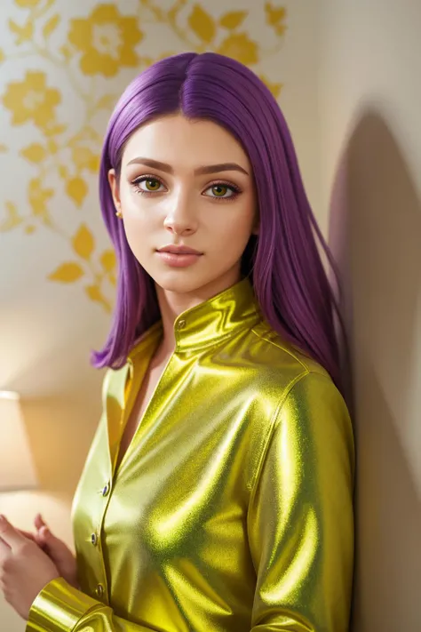 CS-PYS beautiful woman in a modern home, against a wall with wallpaper and furniture
(photorealistic) (bokeh) (best quality) (detailed skin:1.3) (intricate details) (cinematic lighting) (sharp focus)