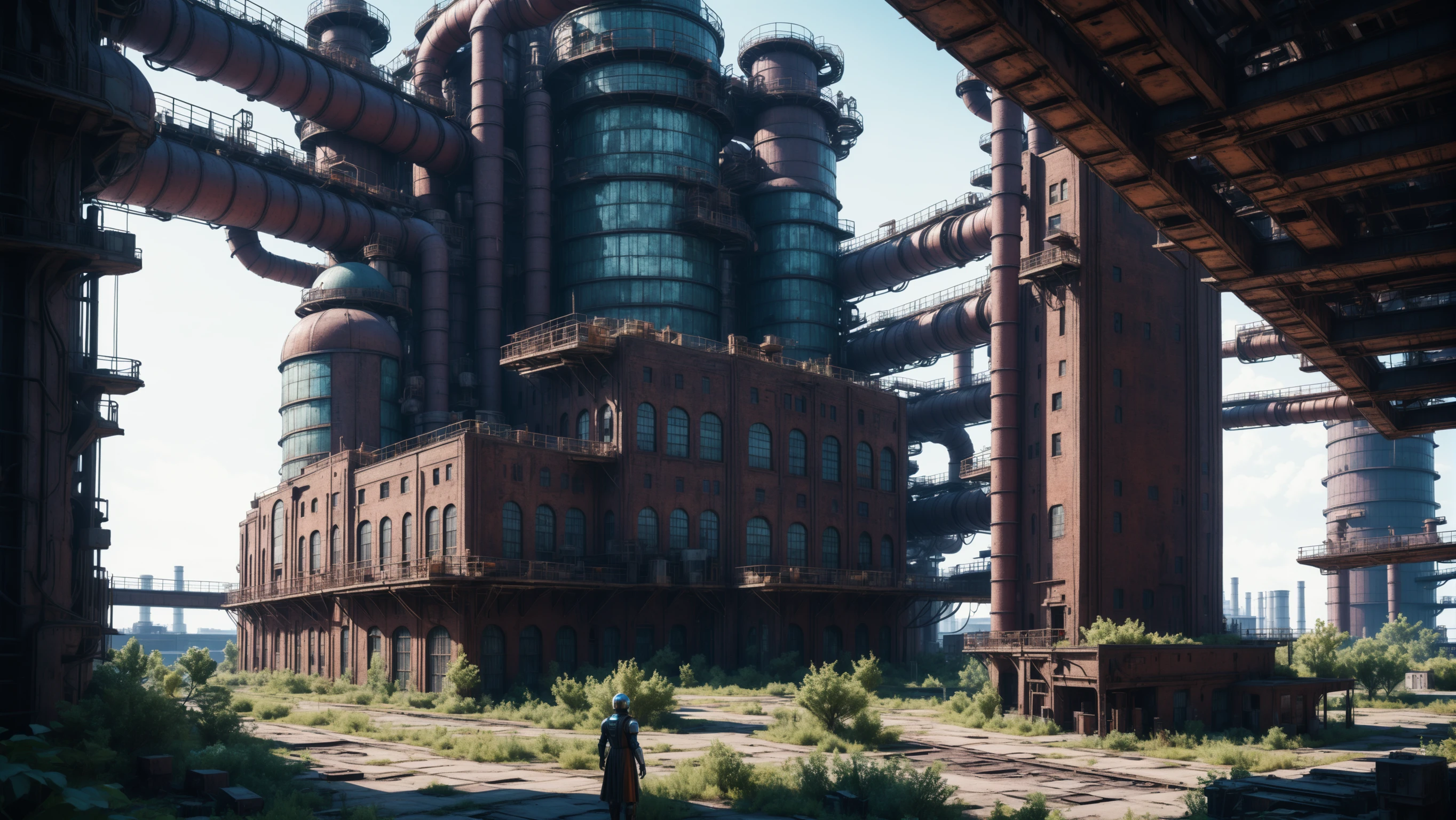 promotional still, 18mm lens, cinematic color grading, Old factory in a far future fantasy arcology outside of the multiverse, masterpiece<lora:EnvyFractalismXL01:1.0>