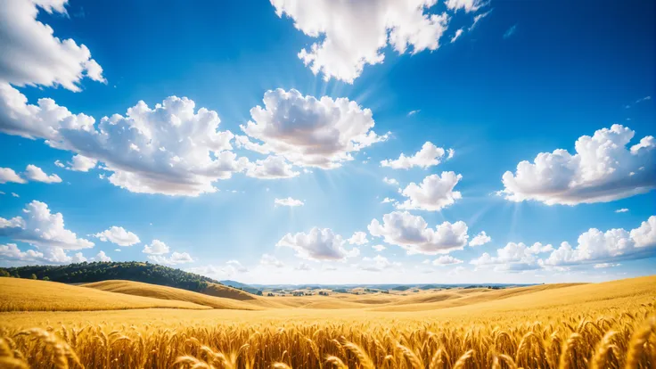 promotional still, 18mm lens, cinematic color grading, noon, blue sky, clouds, scenery, in a Golden Fields<lora:EnvyFractalismXL01:1.2>