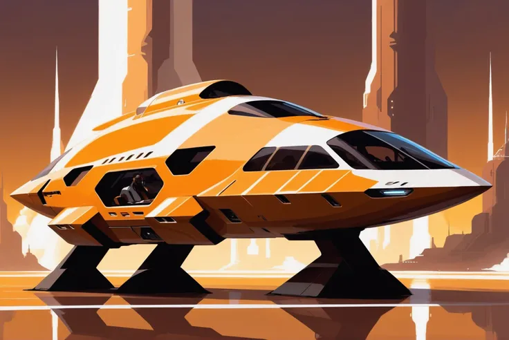 digital painting, scifi vehicle, A luxurious, far-future, irridescent brown and white space yacht at a space dock<lora:EnvyStarlightScifiAesthetic07:1>
