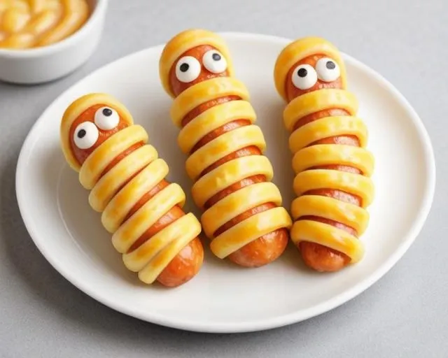 food, mummy, dish, cheese fondue <lora:mummy_sausages_v1:0.5>