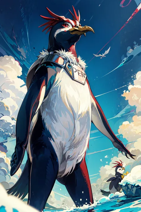 (masterpiece),(best quality), <lora:Penpen:0.8>, solo, penpen, penguin, animal, animal focus, collar, beak, cloud, iceberg, sea, snow, happy, looking at the viewer, <lora:Adddetail:0.7>