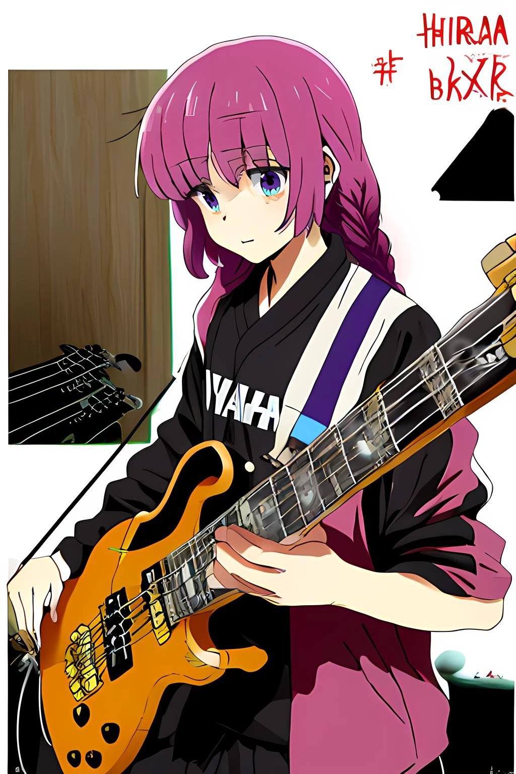 playing instruments, playing bass, electric bass, yamaha bass, Yamaha TRBX604FM-NT MM, wood color bass, japanese anime style,
<lora:bocchiTheRockLocon_v02:1>, <lora:guitarsElectricAnd_v10:1>,