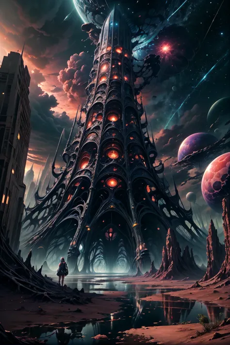 best quality, masterpiece, realistic, photorealistic, 1girl, solo, alienscape, otherscape, city street, noon, neon theme, glowing, starry sky <lora:Alienscape:1.0> detailed background, night, light, rain
BREAK
outdoors, twilight, raytracing <lora:add_detail:1>