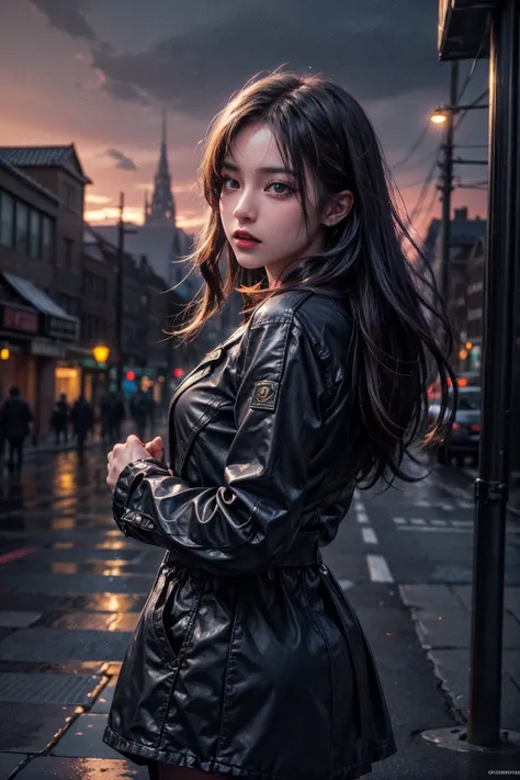 best quality, masterpiece, realistic, photorealistic, 1girl, solo, alienscape, otherscape, city street, noon, neon theme, glowing, starry sky <lora:Alienscape:1.0> detailed background, night, light, rain
BREAK
outdoors, twilight, raytracing <lora:add_detail:1>