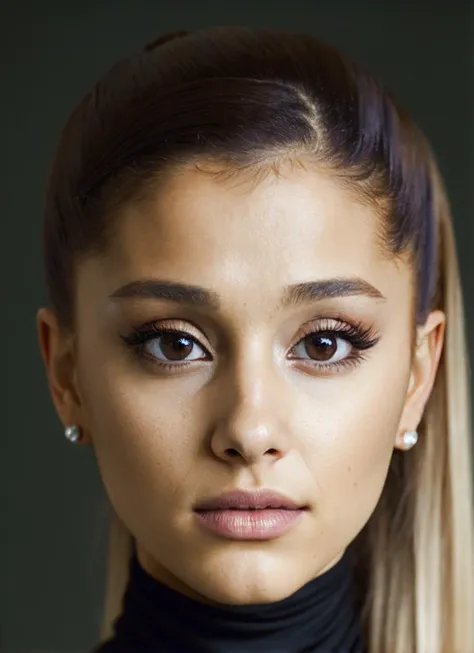 A stunning intricate full color portrait of (sks woman:1), wearing a black turtleneck, epic character composition, by ilya kuvshinov, alessio albi, nina masic, sharp focus, natural lighting, subsurface scattering, f2, 35mm, film grain, <lora:locon_arianagrande_v1_from_v1_64_32:1.25>