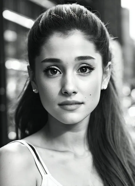 photo of sks woman, pale skin, working class in new york city, upper body, detailed skin, 20 megapixel, canon eos r3, detailed skin, detailed, detailed face, <lora:locon_arianagrande_v1_from_v1_64_32:1.25>