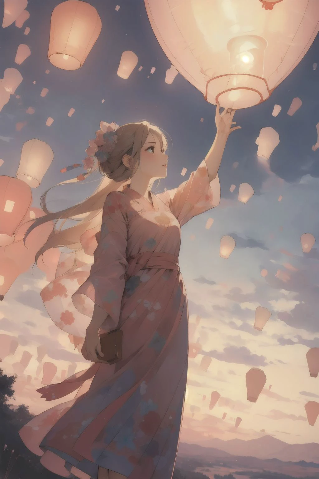 1girl,<lora:sky_lantern:0.7>,sky lantern,, (masterpiece, best quality, high quality, highres, ultra-detailed),