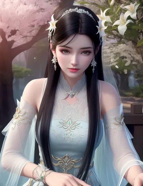 ultra realistic 8k cg, picture-perfect face, flawless, clean, masterpiece, professional artwork, famous artwork, cinematic lighting, cinematic bloom, perfect face, beautiful face, fantasy, dreamlike, unreal, science fiction,  beautiful clothes, lace, lace trim, lace-trimmed legwear,  (rich:1.4), prestige, luxury, jewelry, diamond, gold, pearl, gem, sapphire, ruby, emerald, intricate detail, delicate pattern, charming, alluring, seductive, erotic, enchanting, hair ornament, necklace, earrings, bracelet, armlet,halo
((,1girl, pov,))(((,lily \(flower\),  1girl, spring_\(season\), solo,looking at viewer, ))) <lora:DA_XiaoXunEr:0.6>