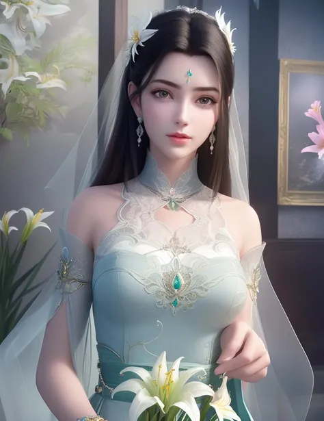 ultra realistic 8k cg, picture-perfect face, flawless, clean, masterpiece, professional artwork, famous artwork, cinematic lighting, cinematic bloom, perfect face, beautiful face, fantasy, dreamlike, unreal, science fiction, beautiful clothes, lace, lace trim, lace-trimmed legwear, (rich:1.4), prestige, luxury, jewelry, diamond, gold, pearl, gem, sapphire, ruby, emerald, intricate detail, delicate pattern, charming, alluring, seductive, erotic, enchanting, hair ornament, necklace, earrings, bracelet, armlet,halo
((,1girl, pov,))(((,lily \(flower\), 1girl, spring_\(season\), solo,looking at viewer, ))) <lora:DA_XiaoXunEr:0.6>