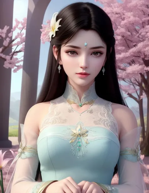 ultra realistic 8k cg, picture-perfect face, flawless, clean, masterpiece, professional artwork, famous artwork, cinematic lighting, cinematic bloom, perfect face, beautiful face, fantasy, dreamlike, unreal, science fiction, beautiful clothes, lace, lace trim, lace-trimmed legwear, (rich:1.4), prestige, luxury, jewelry, diamond, gold, pearl, gem, sapphire, ruby, emerald, intricate detail, delicate pattern, charming, alluring, seductive, erotic, enchanting, hair ornament, necklace, earrings, bracelet, armlet,halo
((,1girl, pov,))(((,lily \(flower\), 1girl, spring_\(season\), solo,looking at viewer, ))) <lora:DA_XiaoXunEr:0.6>